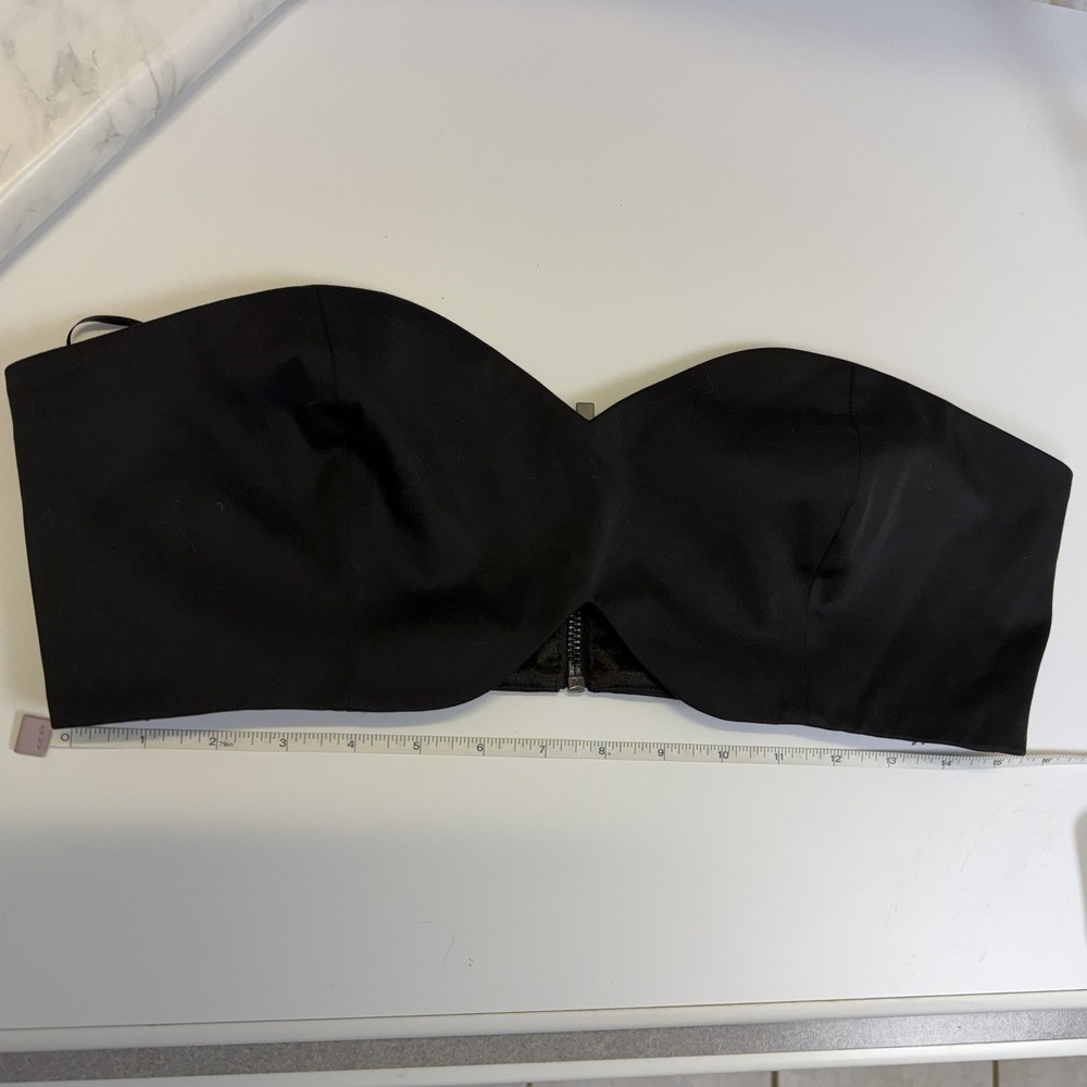 Nasty Gal Black Strapless Bandeau Going Out Crop Top Sweetheart Zip Back L - Picture 8 of 10